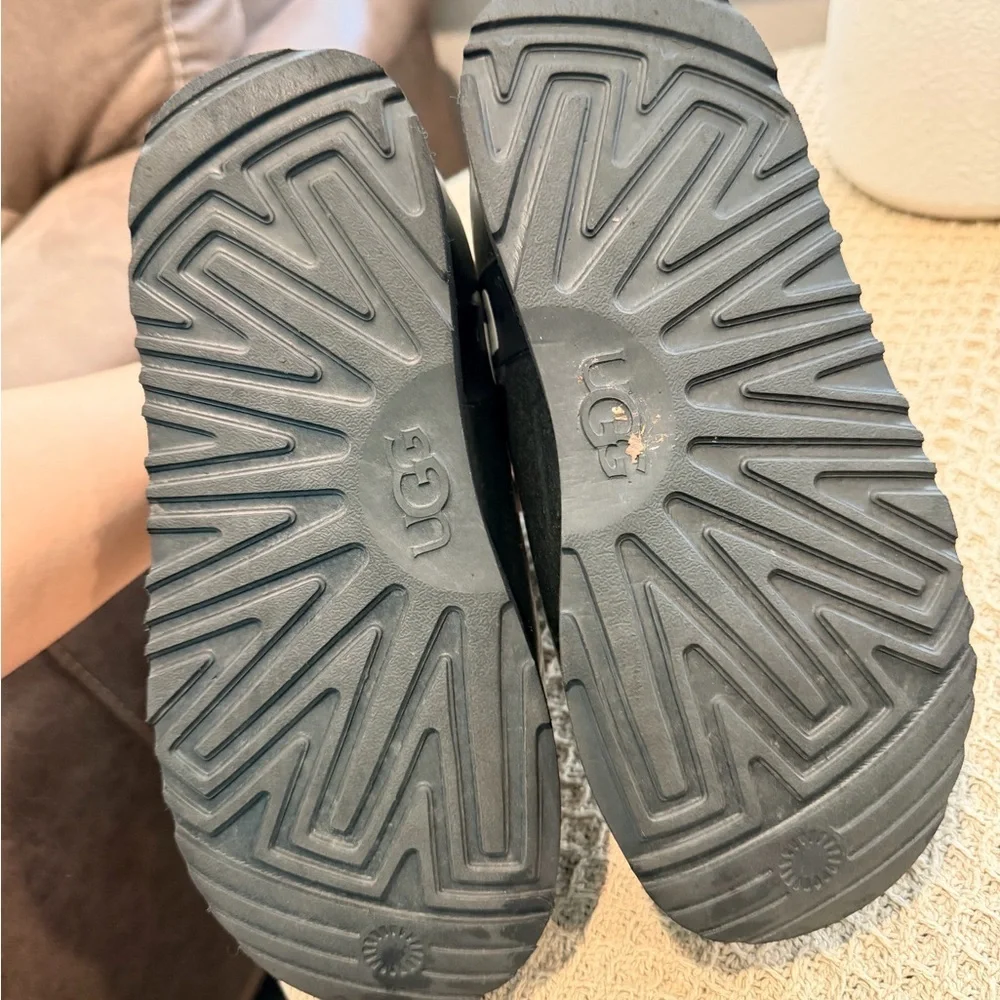 UGG Black Patent Kids Ankle Boots with Branded Side Strap